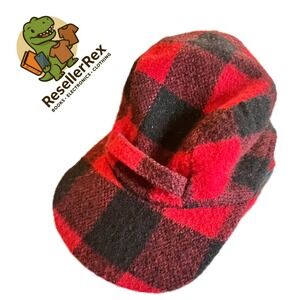 Men's Red Black Buffalo Plaid Wool Blend Trapper Hat Winter Warm Ear Flaps
